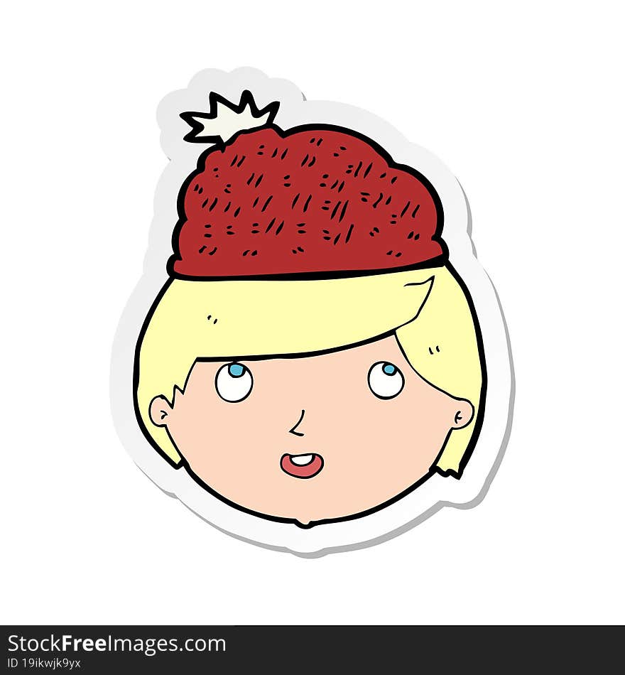 sticker of a cartoon man wearing winter hat