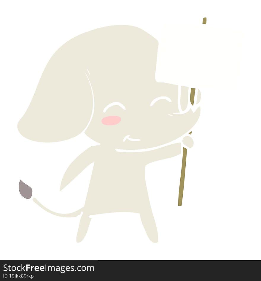 Cute Flat Color Style Cartoon Elephant