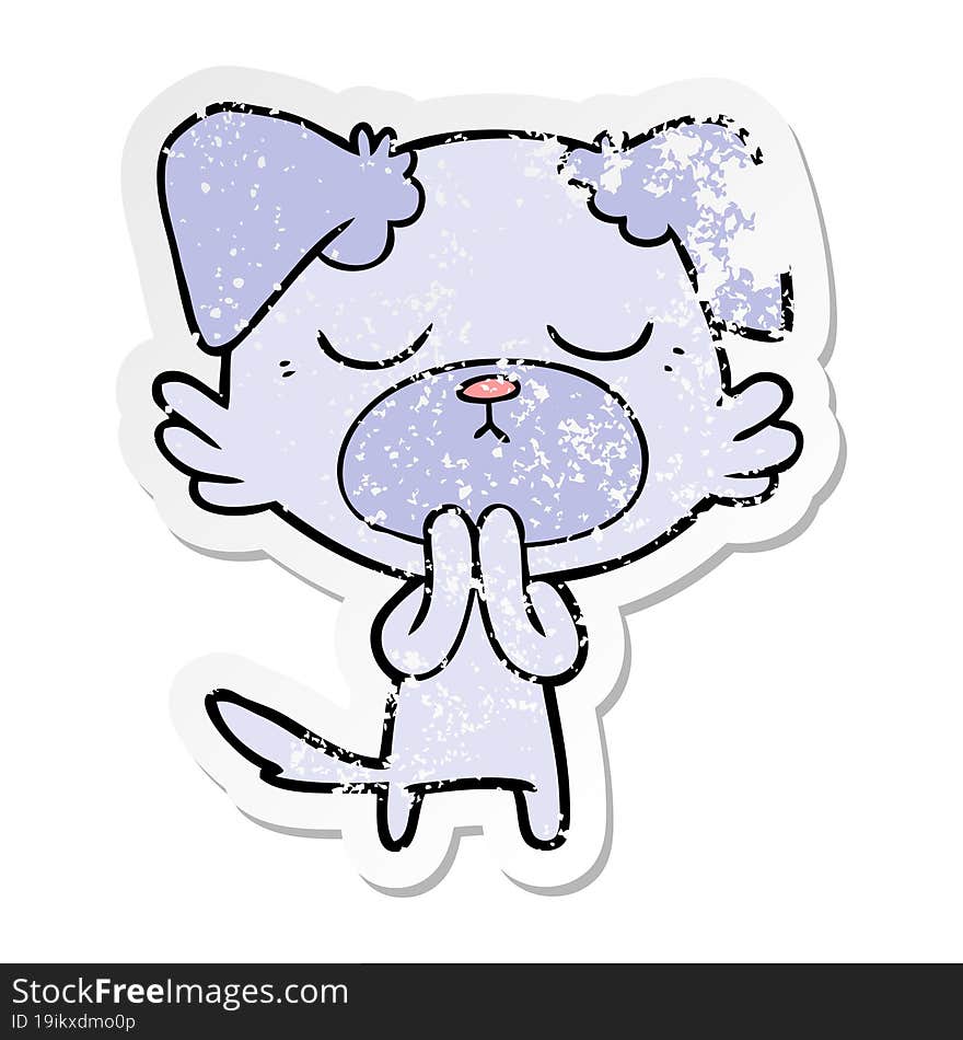 distressed sticker of a cute cartoon dog