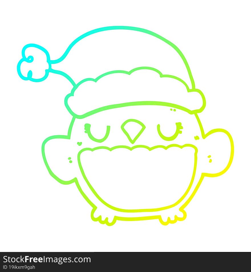 Cold Gradient Line Drawing Cute Christmas Owl