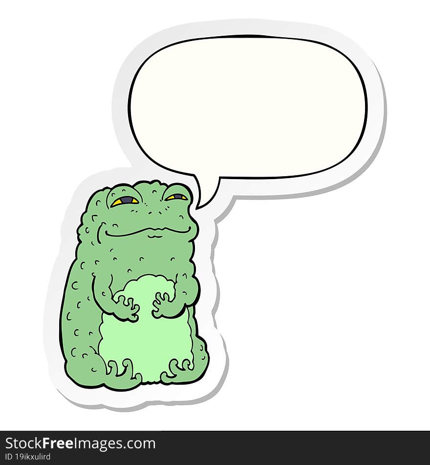 cartoon smug toad and speech bubble sticker