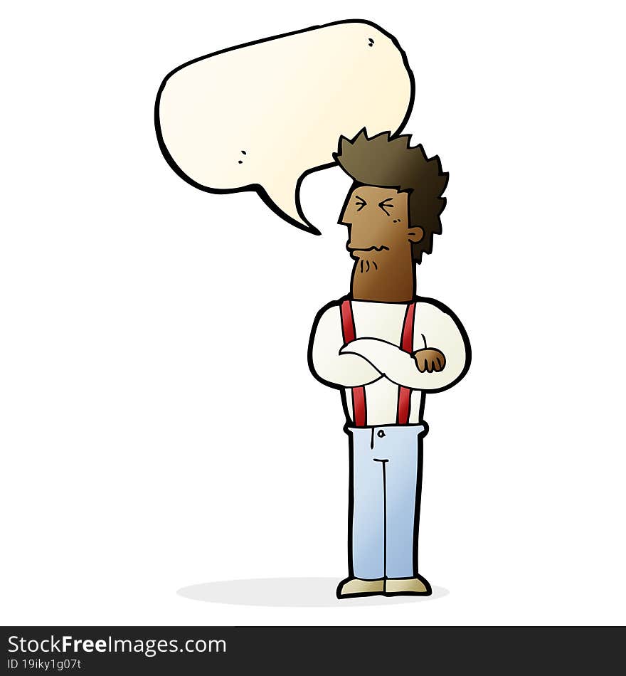 cartoon annoyed man with speech bubble