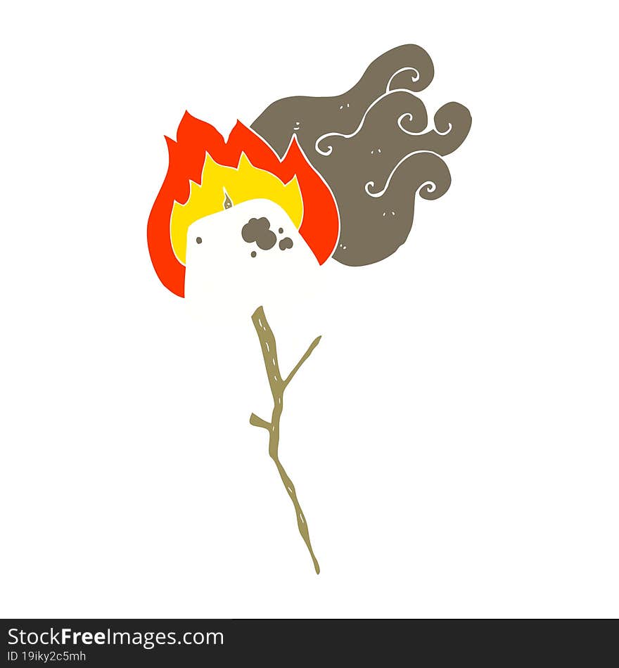 flat color illustration of a cartoon toasted marshmallow