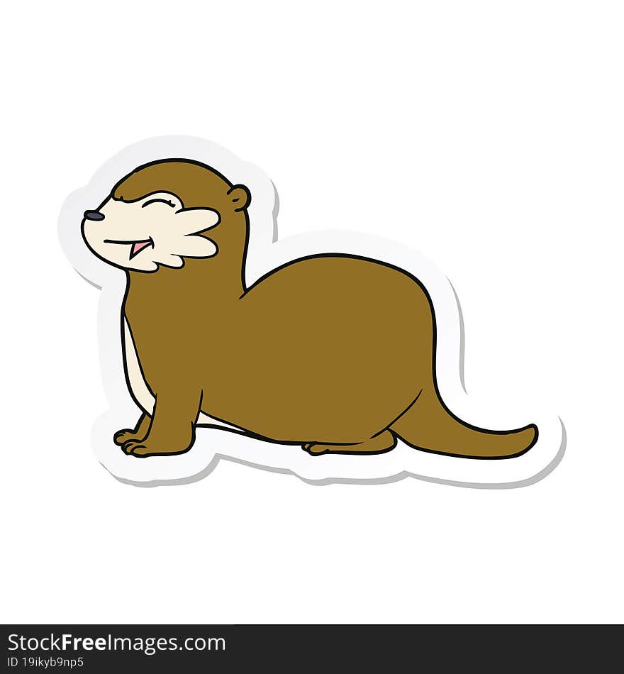 Sticker Of A Laughing Otter Cartoon