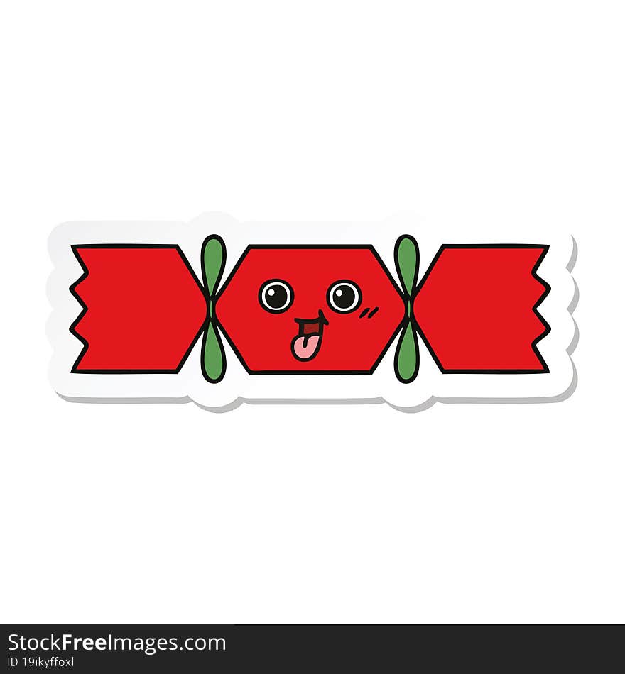 Sticker Of A Cute Cartoon Christmas Cracker