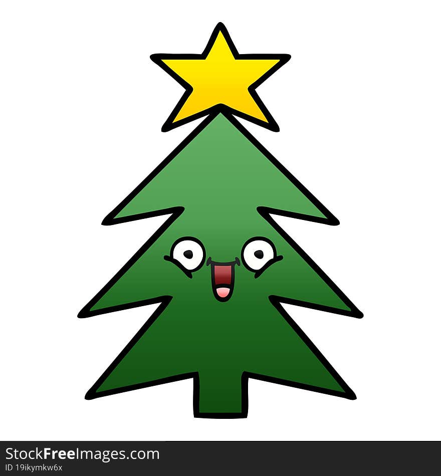 Gradient Shaded Cartoon Christmas Tree