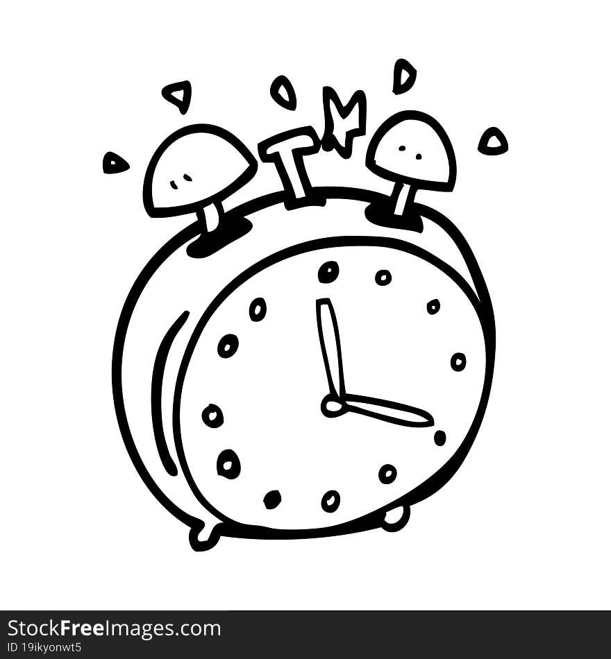 Line Drawing Cartoon Alram Clock