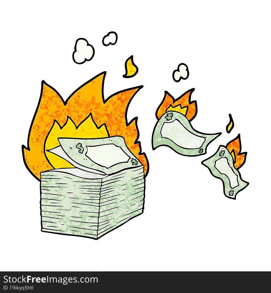 burning money cartoon. burning money cartoon