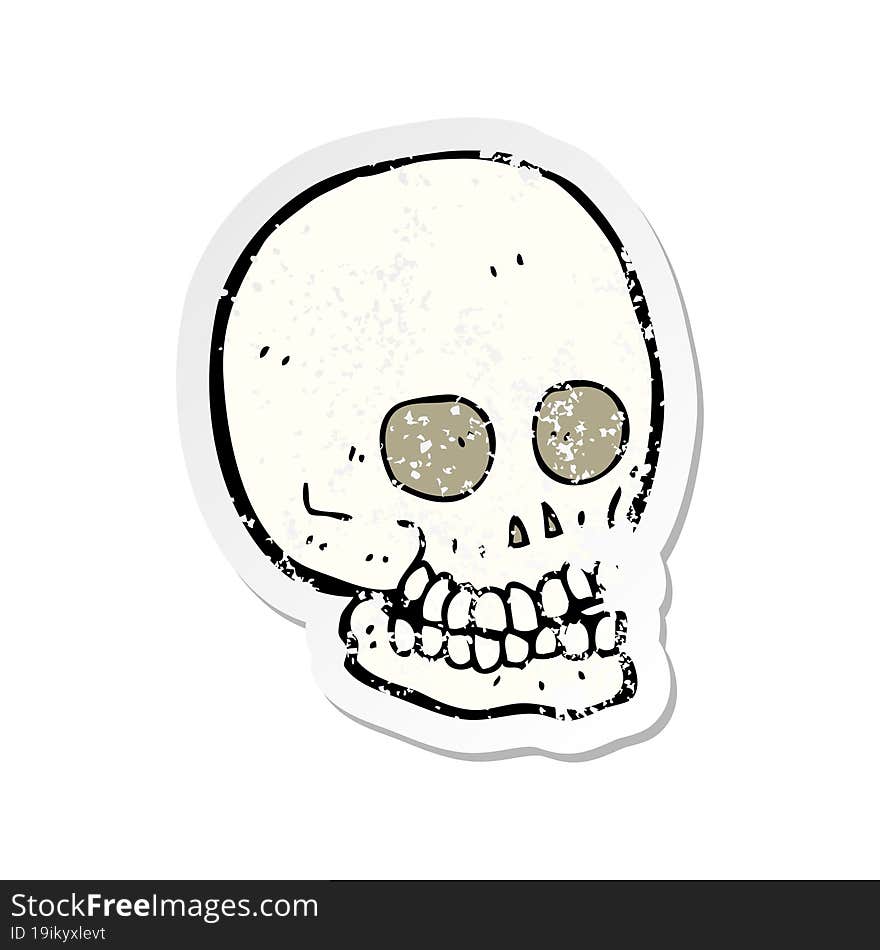 retro distressed sticker of a cartoon skull