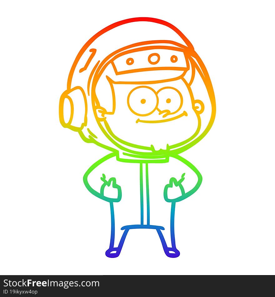 rainbow gradient line drawing happy astronaut cartoon