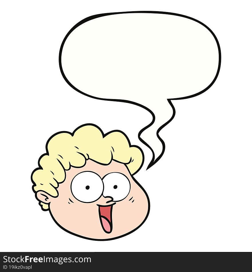 cartoon male face and speech bubble