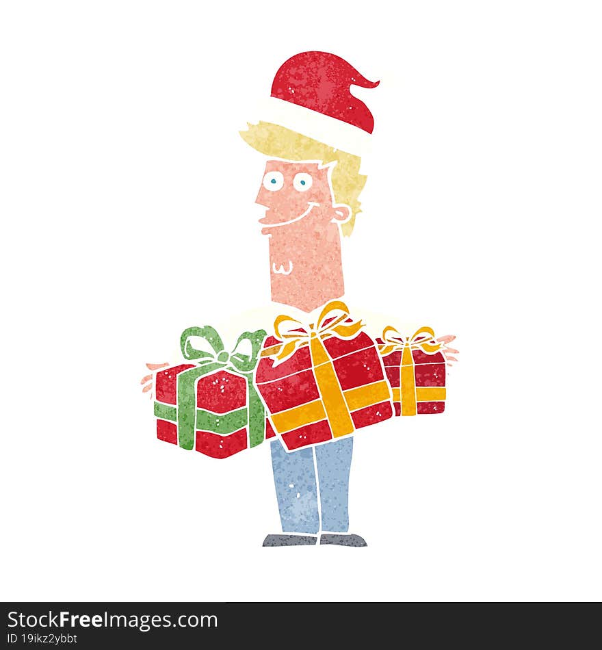 Cartoon Man With Gifts