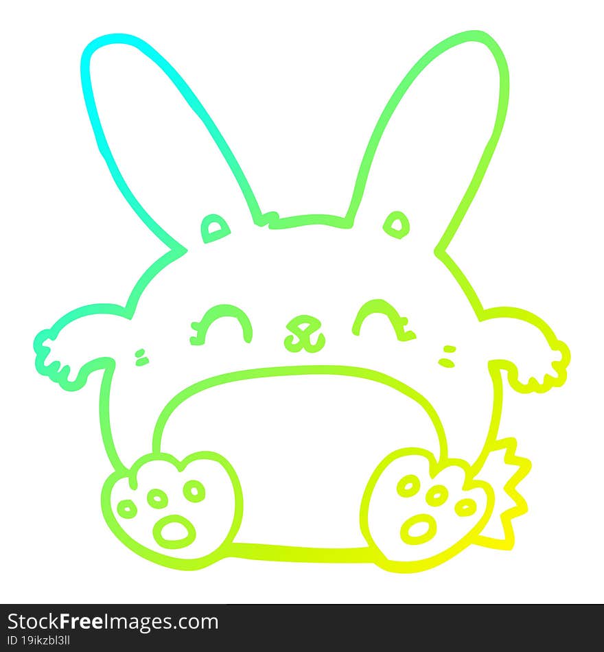 Cold Gradient Line Drawing Cartoon Rabbit