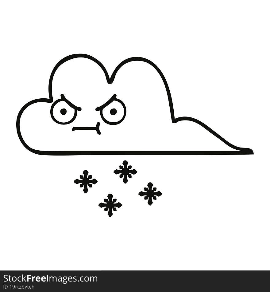 line drawing cartoon storm snow cloud