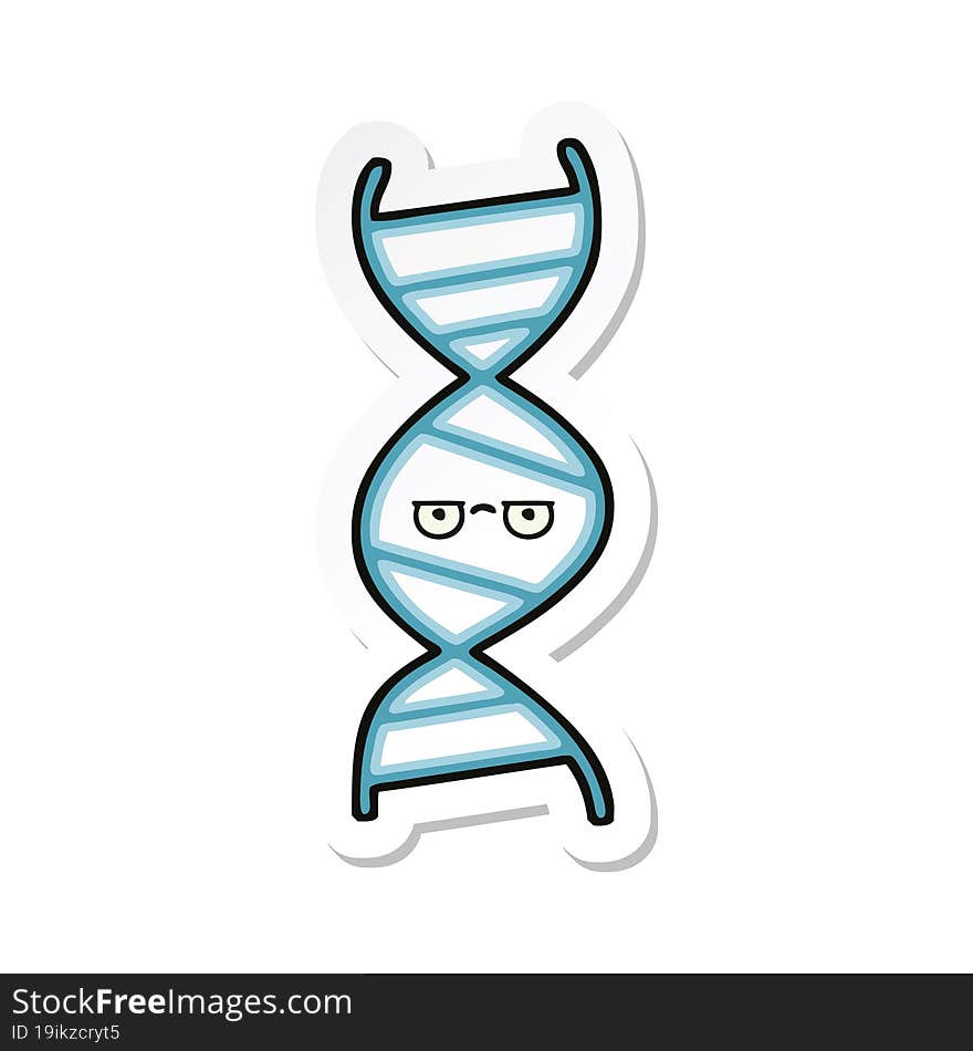 sticker of a cute cartoon DNA strand