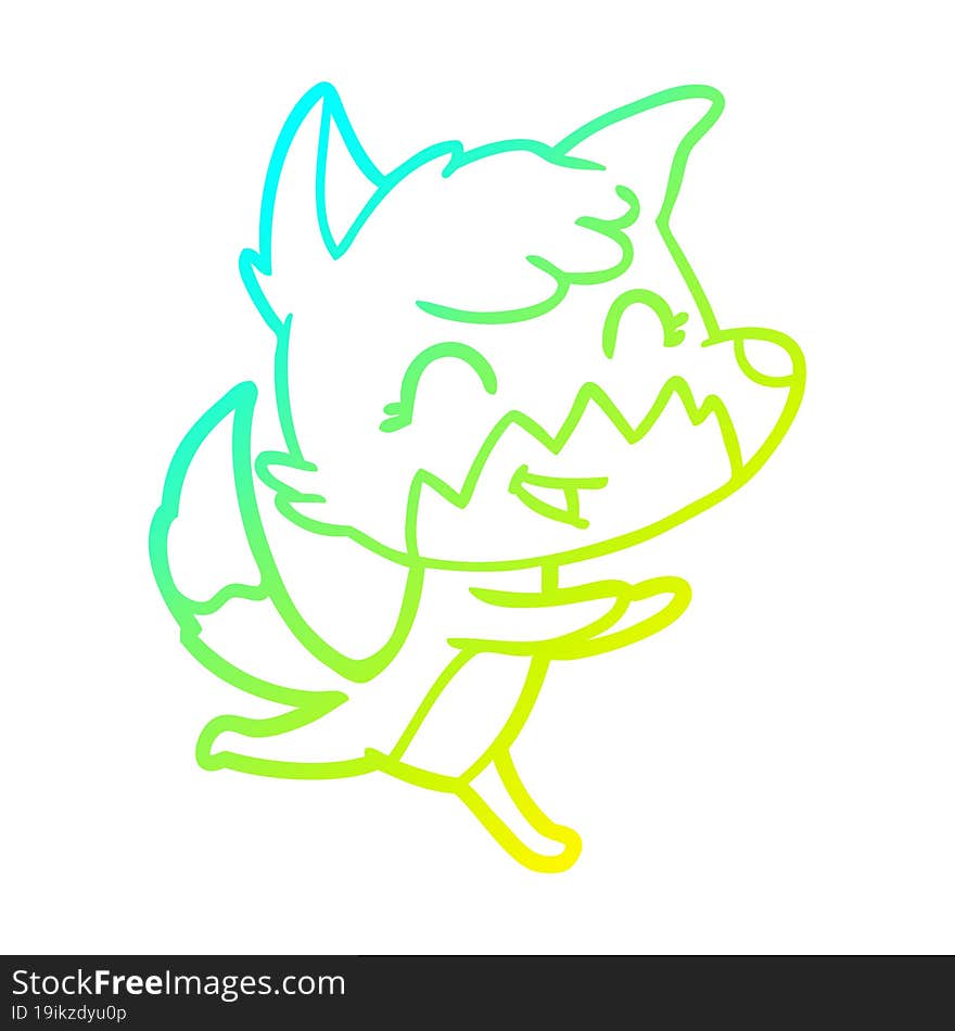 cold gradient line drawing happy cartoon fox