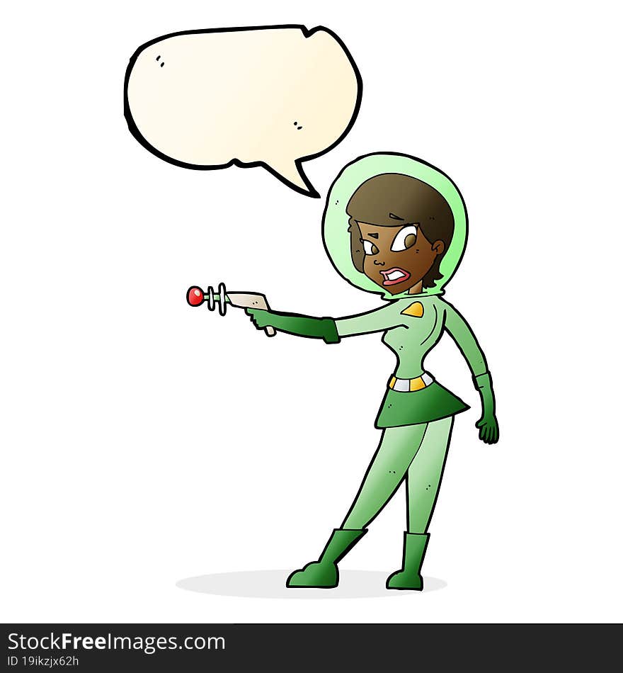 Cartoon Sci Fi Girl With Speech Bubble