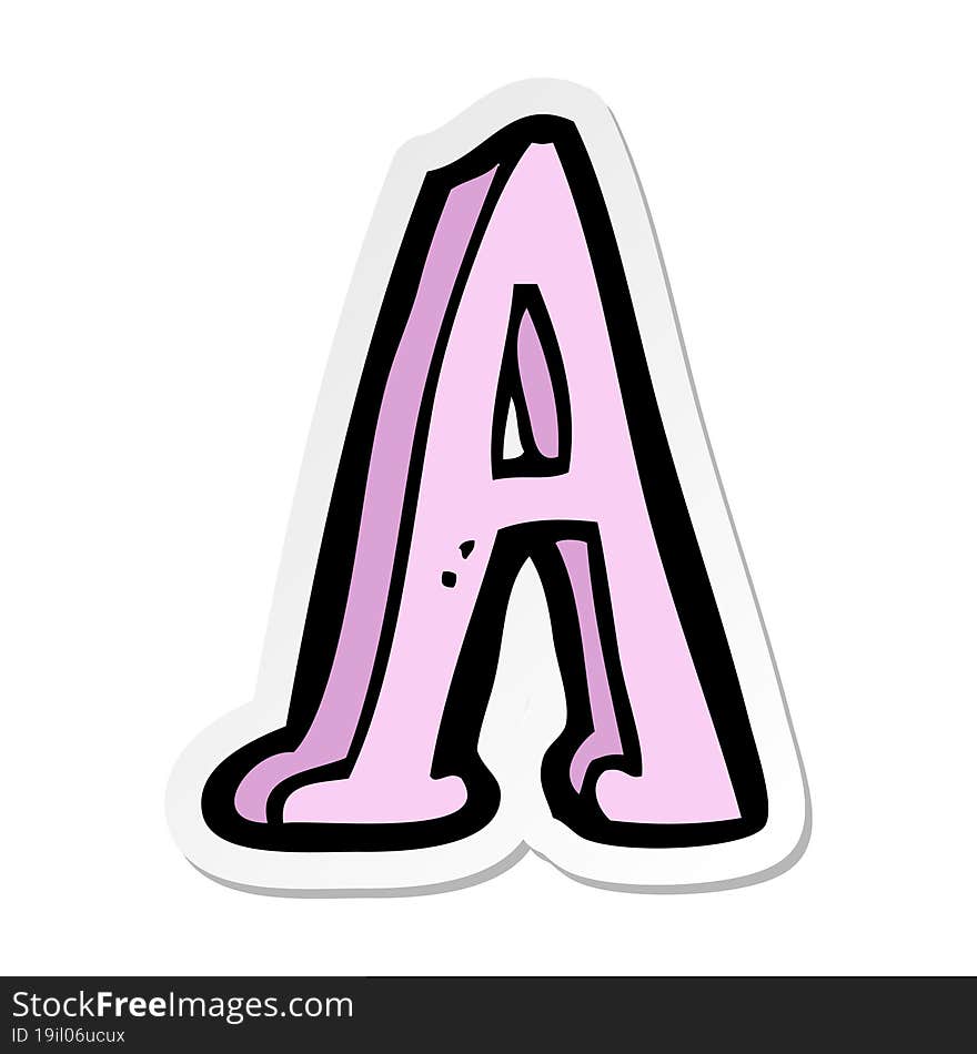 sticker of a cartoon letter A