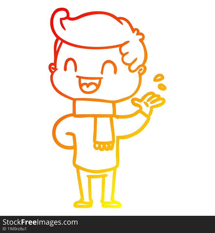 warm gradient line drawing cartoon happy man