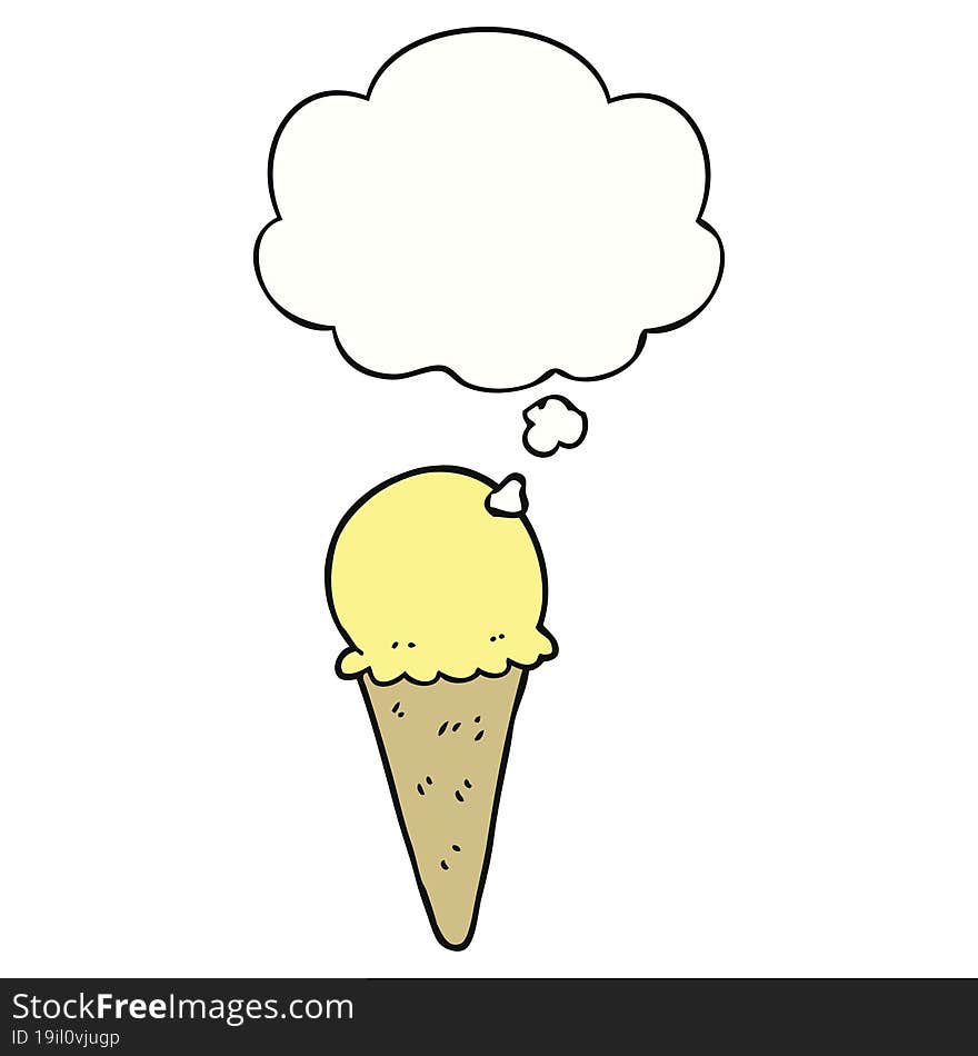 Cartoon Ice Cream And Thought Bubble