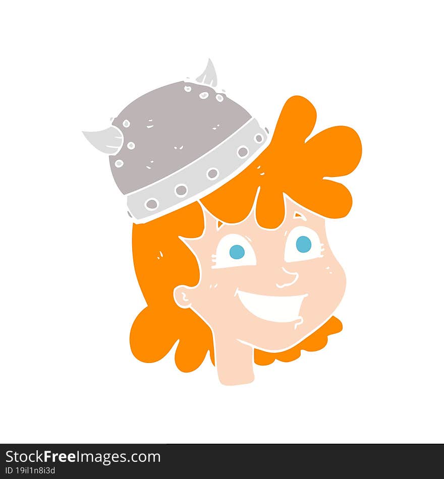 flat color illustration of female viking face. flat color illustration of female viking face