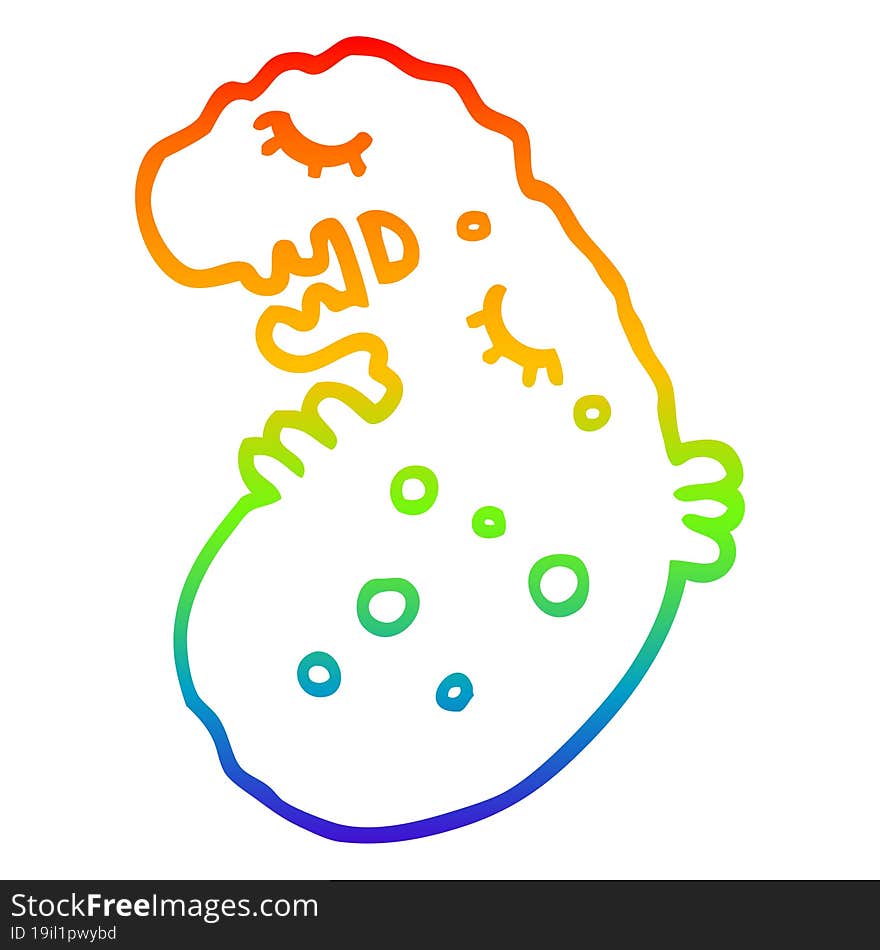 Rainbow Gradient Line Drawing Cartoon Germ