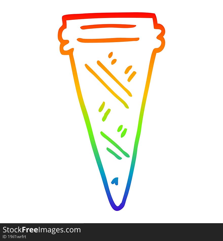 rainbow gradient line drawing cartoon ice cream cone