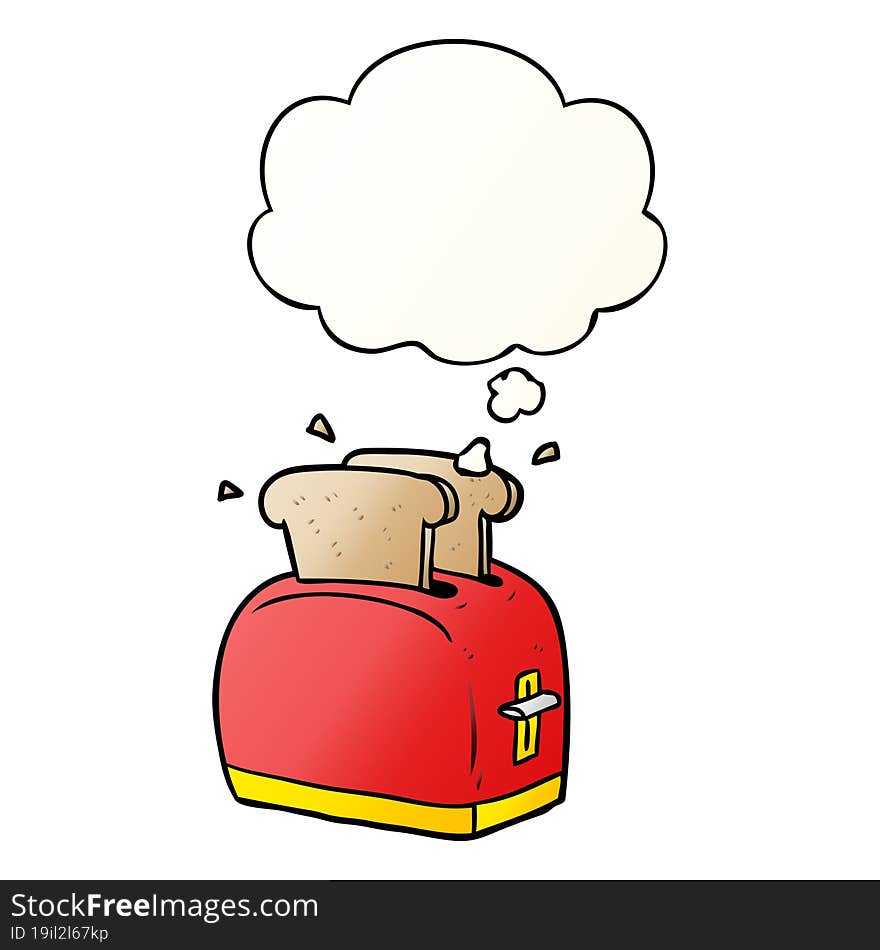 cartoon toaster with thought bubble in smooth gradient style