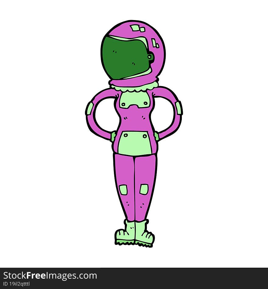 cartoon female astronaut