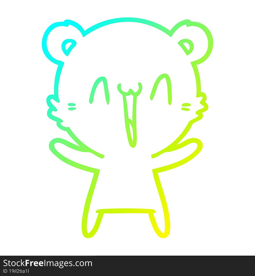 cold gradient line drawing happy bear cartoon