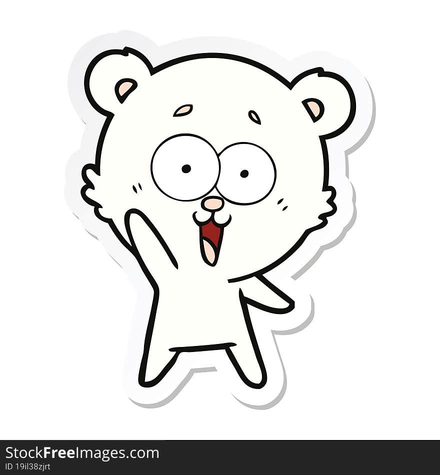 sticker of a waving teddy  bear cartoon