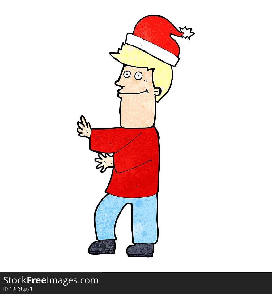 cartoon man ready for christmas