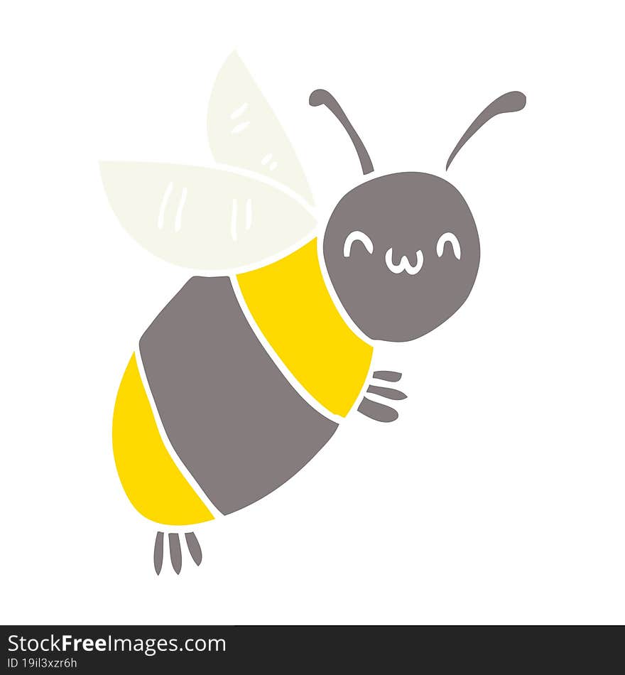 cute flat color style cartoon bee