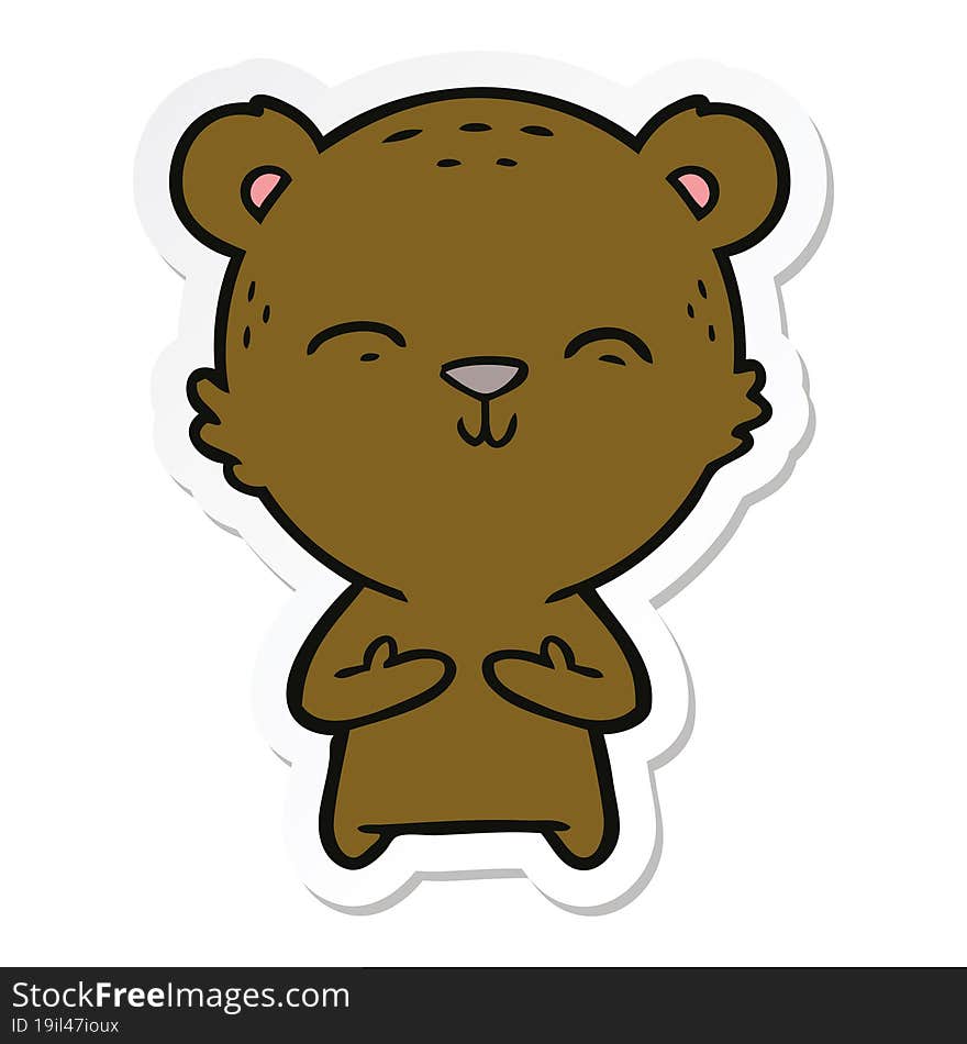 Sticker Of A Happy Cartoon Bear