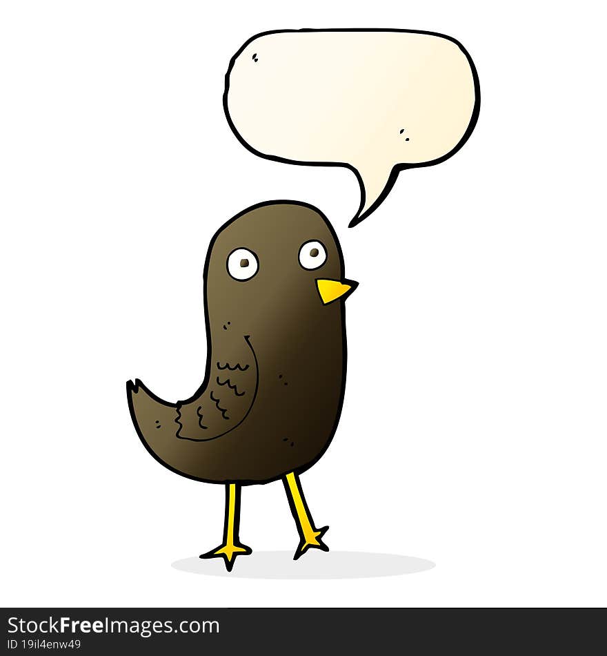 Funny Cartoon Bird With Speech Bubble