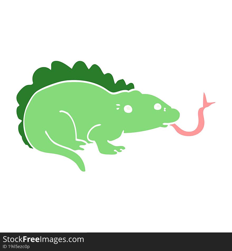 flat color style cartoon lizard