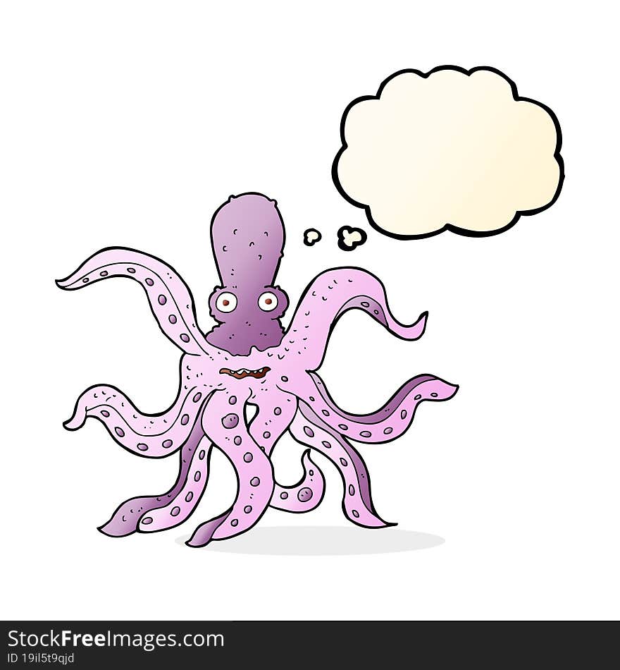 Cartoon Giant Octopus With Thought Bubble