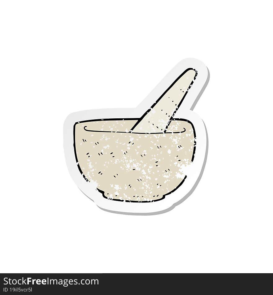 retro distressed sticker of a cartoon pestle and mortar