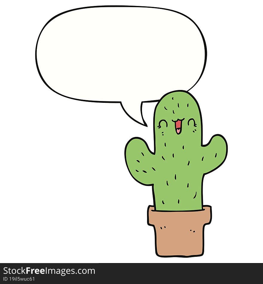 cartoon cactus with speech bubble. cartoon cactus with speech bubble