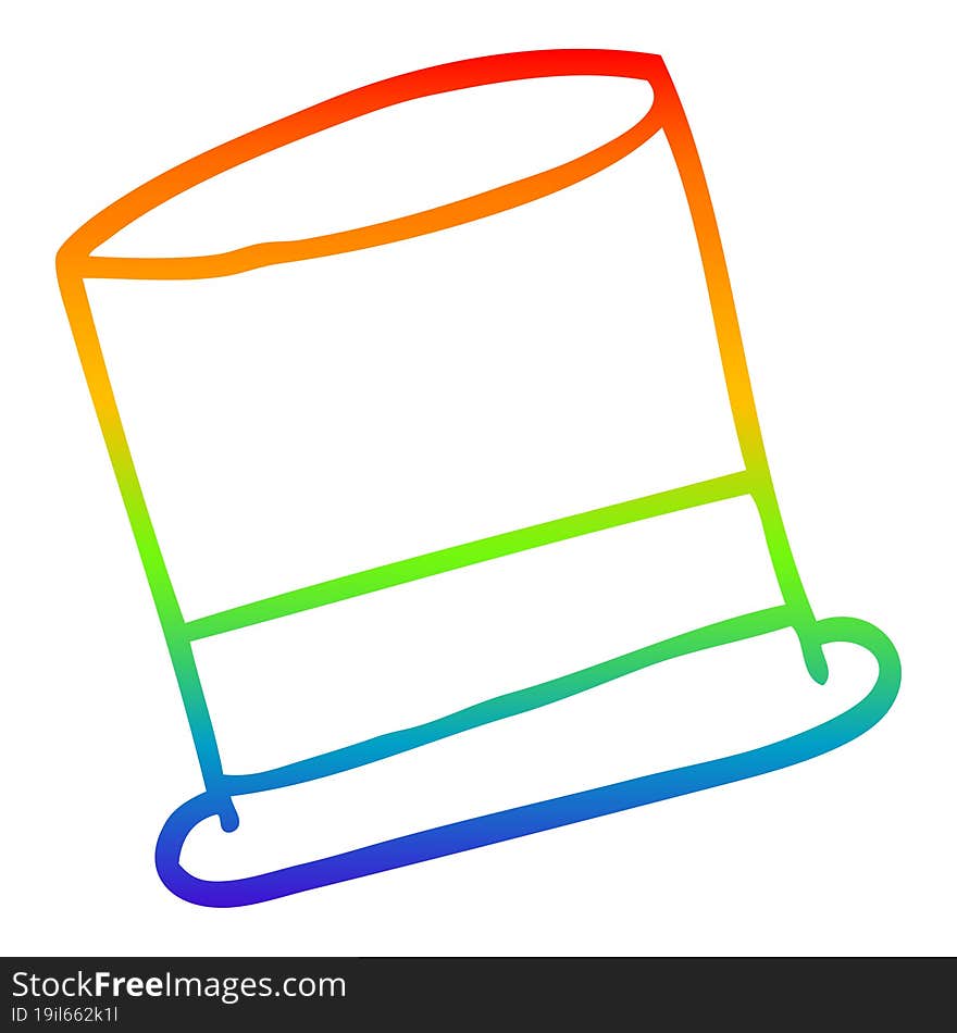 rainbow gradient line drawing of a cartoon hat