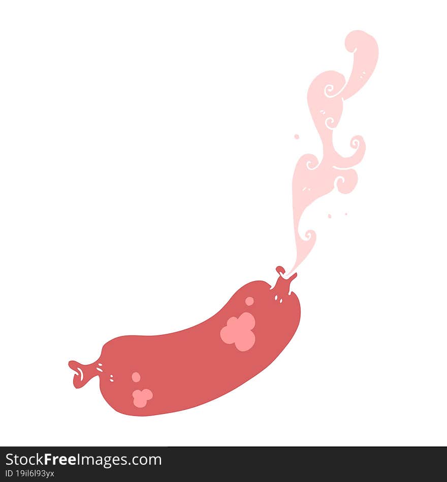 flat color illustration of a cartoon squirting sausage