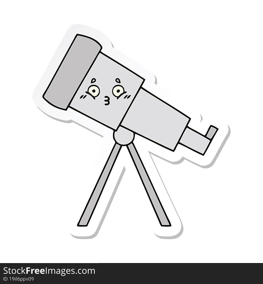 sticker of a cute cartoon telescope