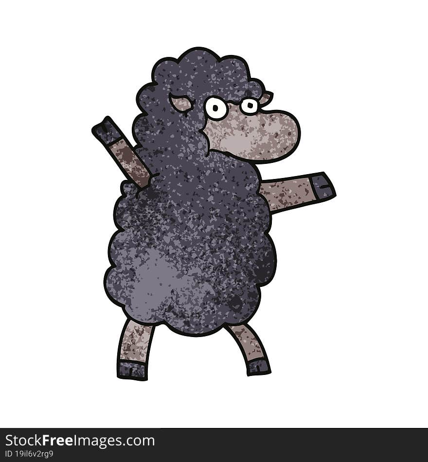 cartoon doodle black sheep