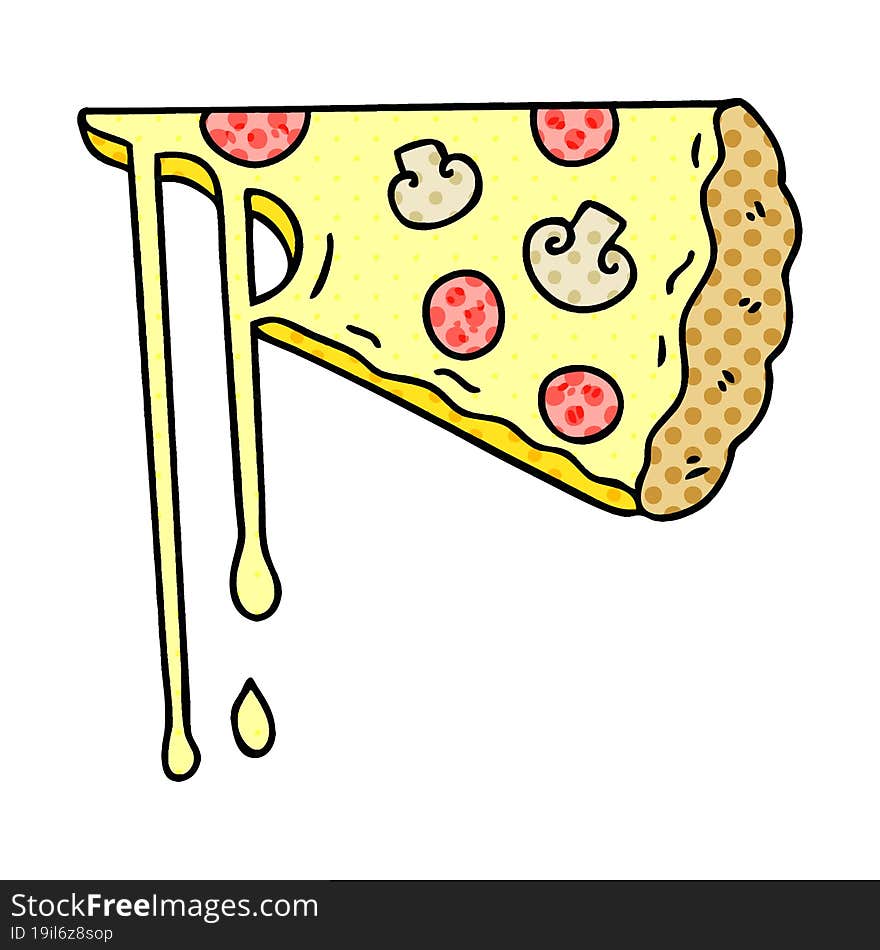 comic book style quirky cartoon cheesy pizza. comic book style quirky cartoon cheesy pizza