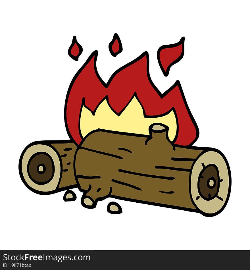 cartoon doodle burning logs