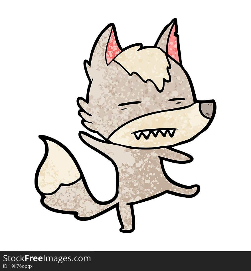 cartoon wolf showing teeth. cartoon wolf showing teeth