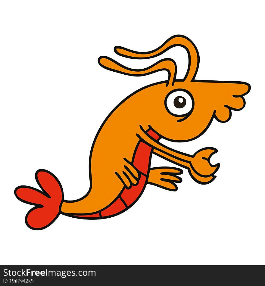 quirky hand drawn cartoon crayfish