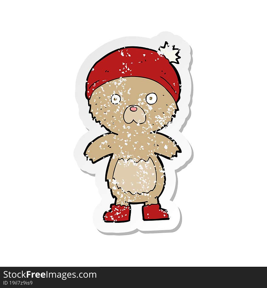 retro distressed sticker of a cartoon cute teddy bear