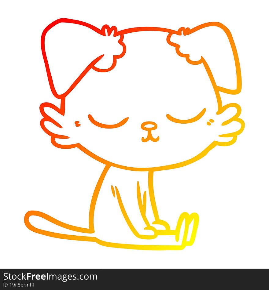 warm gradient line drawing cute cartoon dog