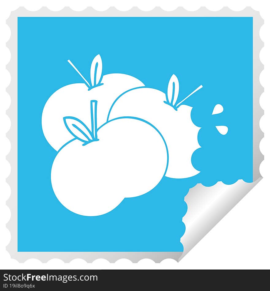 square peeling sticker cartoon juicy apple